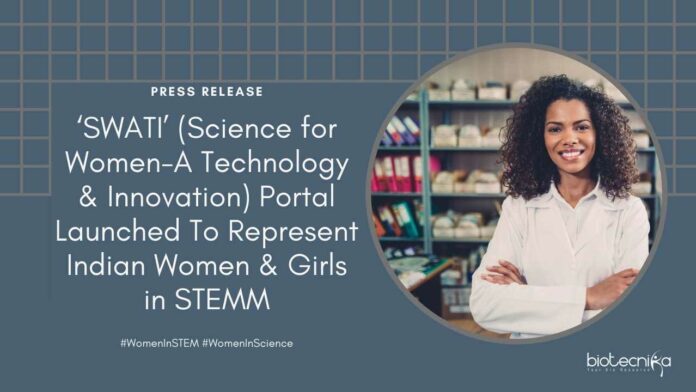 SWATI (Science for Women-A Technology & Innovation) Portal launched in New Delhi to create a single online portal representing Indian Women and Girls in STEMM (Science, Technology, Engineering, Mathematics & Medicine)